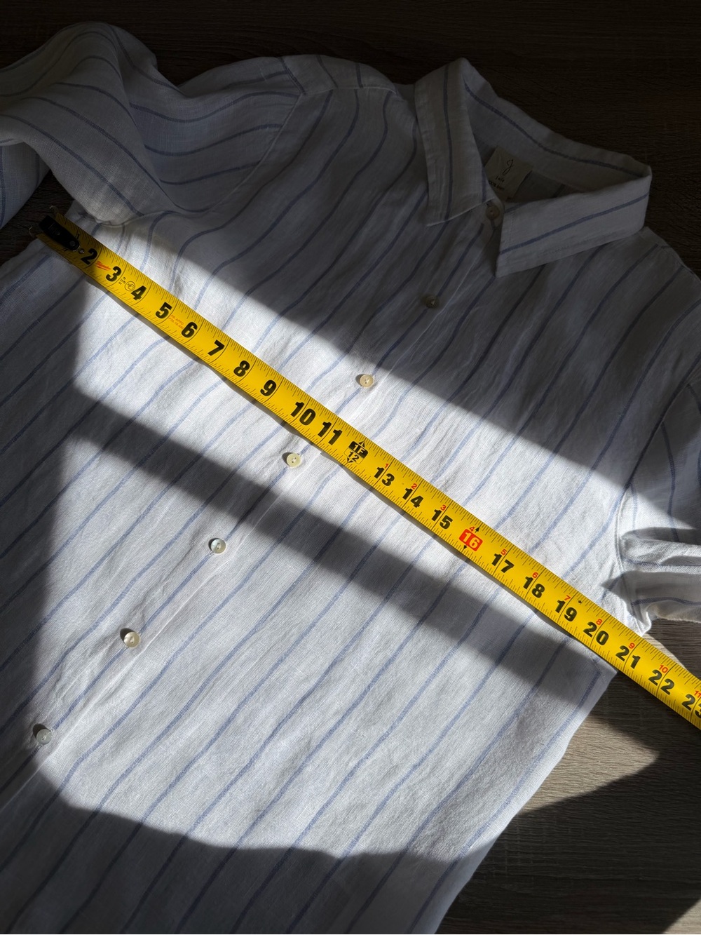 Joie 100% Linen Striped Light Blue Button Up Long Sleeve Shirt Size Large - Picture 9 of 9